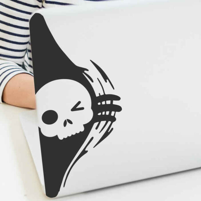 Skull Peekaboo laptop decal