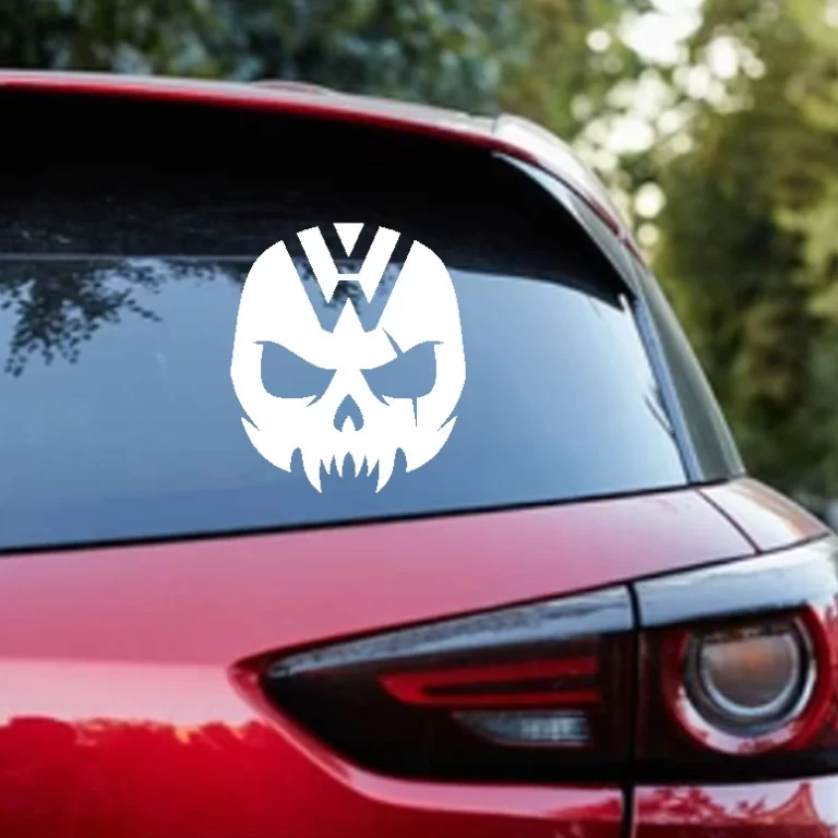 white Vampire VW skull car sticker