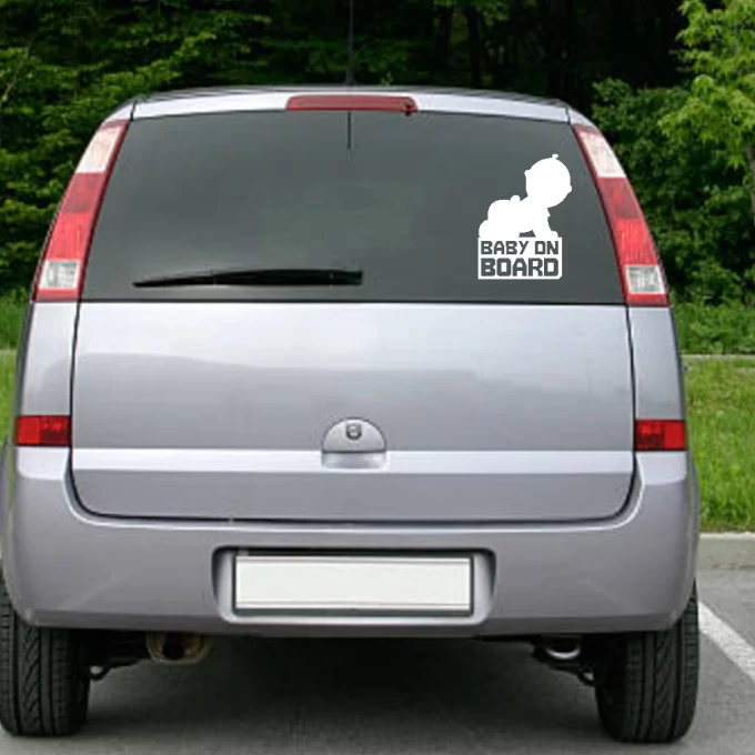 white baby on board sticker